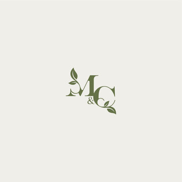 bold initial concept luxury wedding monogram design MC organic leaf logo letter
