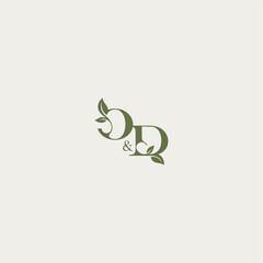 bold initial concept luxury wedding monogram design OD organic leaf logo letter