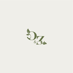 bold initial concept luxury wedding monogram design OZ organic leaf logo letter