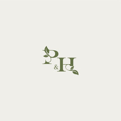 bold initial concept luxury wedding monogram design PH organic leaf logo letter