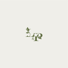 bold initial concept luxury wedding monogram design LP organic leaf logo letter