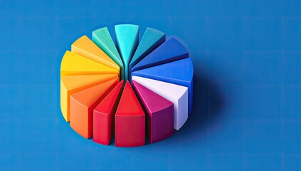 Obraz premium Colorful pie chart graphic on a blue background