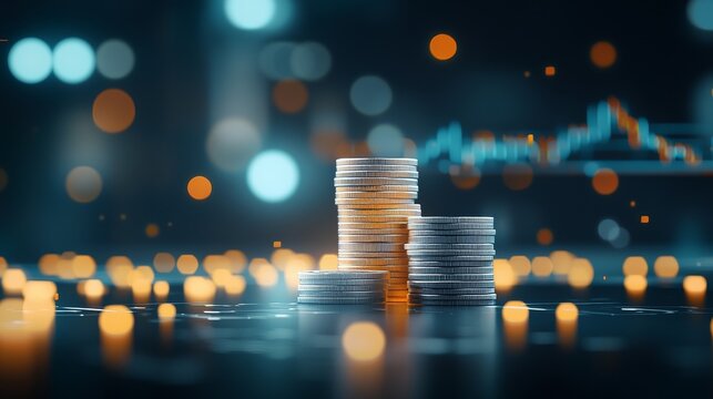 Investment growth strategies financial markets digital illustration urban environment close-up view wealth concept