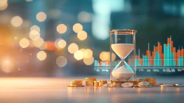 Investment strategies financial markets business concept urban environment close-up view time management and wealth