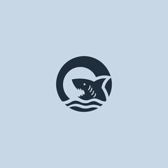 Shark bite logo in fierce and dynamic silhouette illustration.