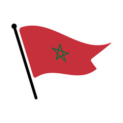 National flag of Morocco. Morocco flag computer digital vector illustration icon design.  Fluttering flagpole flag.