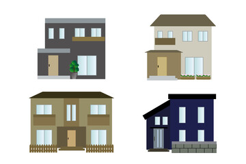2階建て戸建て　セット　グラフィック素材