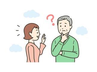 若い女性に挨拶をされるが誰だか思い出せず困る高齢男性のイラスト
