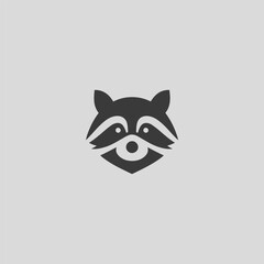Raccoon head logo in clean and simple silhouette design.
