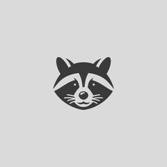 Raccoon head logo in clean and simple silhouette design.