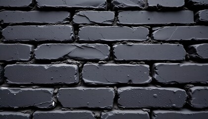 the image showcases a close up of a black brick wall with a rough texture, the bricks are arranged in a diagonal pattern, creating a sense of depth and perspective