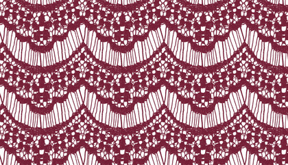 Seamless fabric with fringed lace trim