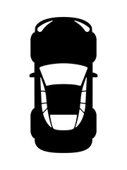 真上から見たスポーツカーの白黒のイラスト