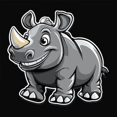 Fototapeta premium Smiling Rhino A High-Resolution Vector Illustration in Detailed Grey and White Tones