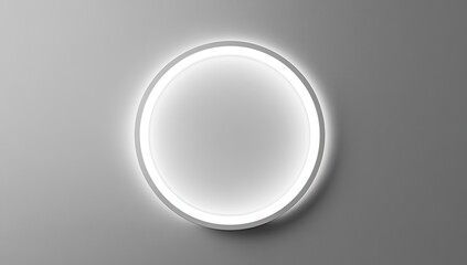 Circular, glowing frame on a neutral background.  A bright, white, neon-like ring outlines a plain white circle