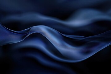 Obraz premium Deep navy blue, flowing fabric. Abstract, elegant curves