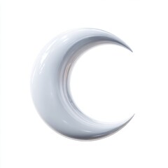 Glossy White Crescent Moon 3D Render