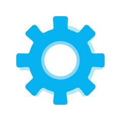 Gear Wheel Isolated on Black Background Light Blue Technical Symbol