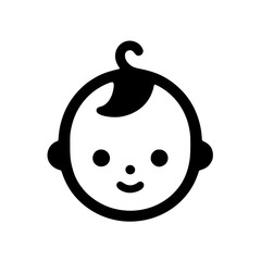 Baby Face Silhouette Icon – Minimalist Black SVG Clipart
