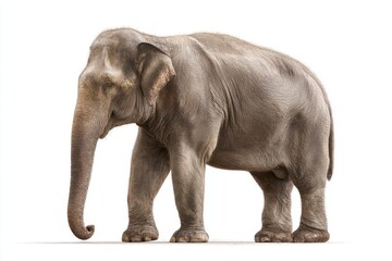 Obraz premium Majestic Elephant Standing Gracefully on White Background