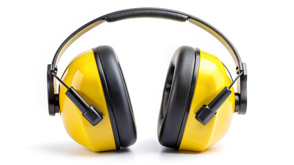 listening, no people, noise, photography, protection, safety, working, close-up, color image, studio shot, construction industry, equipment, headphones, single object, work tool, yellow, ear muff, pro