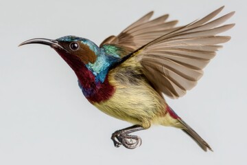 Obraz premium Vibrant Bird in Flight with Colorful Plumage and Graceful Wings