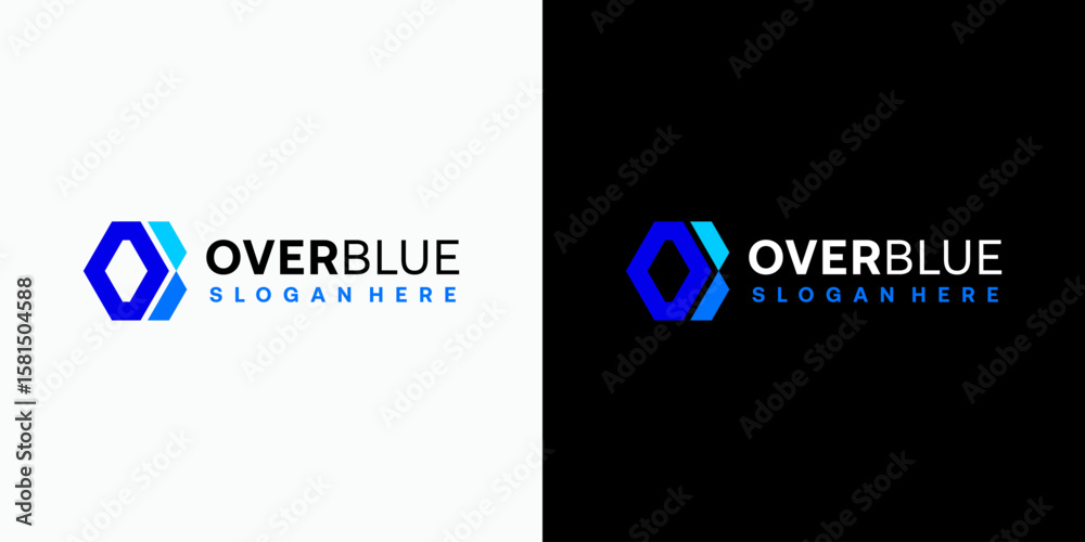 Fototapete vector logo design of initials o and b in a geometric hexagon shape with a modern, simple, clean and