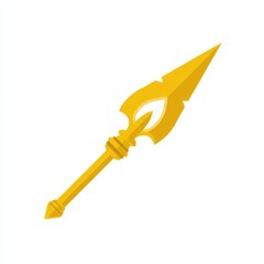 Golden Ornate Spear Digital Illustration on White Background