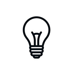 Light Bulb Outline Icon on Transparent Background Idea Concept