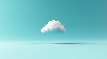 A solitary, fluffy white cloud floats serenely against a tranquil teal-toned backdrop.  A simple, minimalist scene