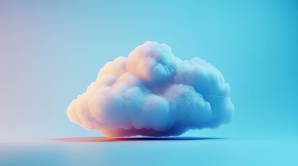 Single fluffy cloud in vibrant pastel hues