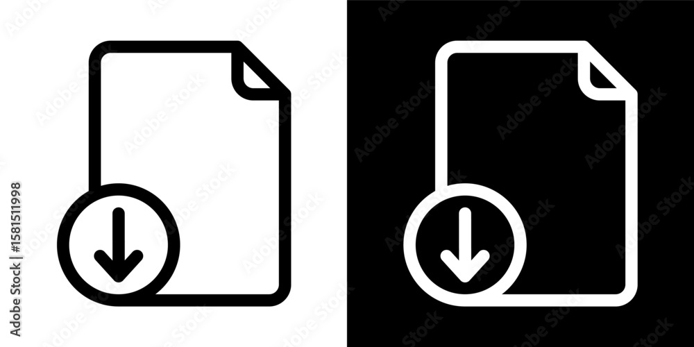 Poster download document icon vector logo minimalist design file data transfer online information storage d