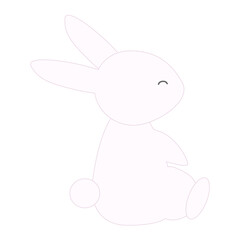 横向きに座るかわいいうさぎのイラスト