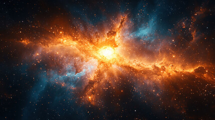 Stunning cosmic explosion with bright nebula and vibrant colors creates mesmerizing scene
