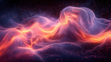 Dynamic abstract motion blur effect creates vibrant, colorful wave of energy and light