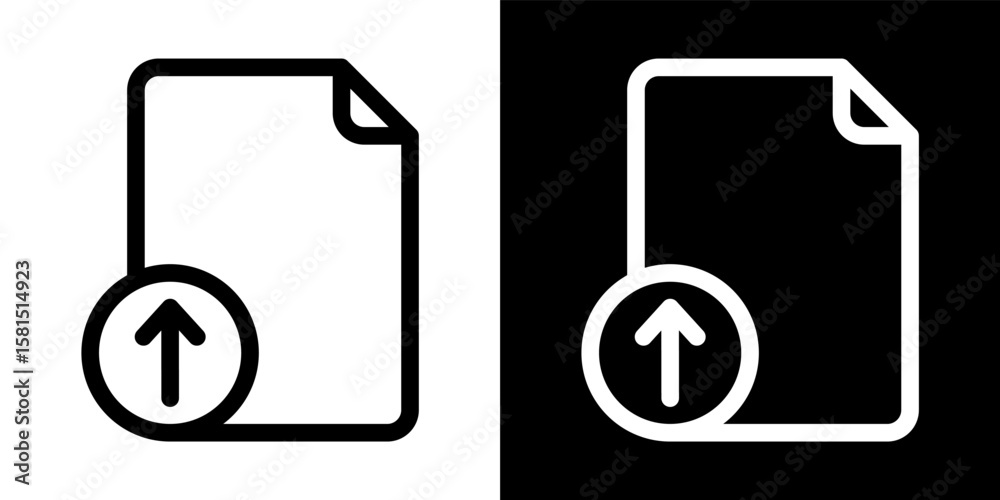 Poster Document Upload Icon Symbol File Transfer Data Share Cloud Computing Online Service Web App Outline