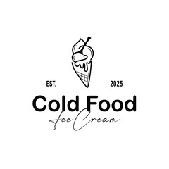 Sweet delicious, and cold food, ice cream logo with a modern and minimalist line concept suitable for business brand, template, poster, restaurant, cafe, as an illustration symbol