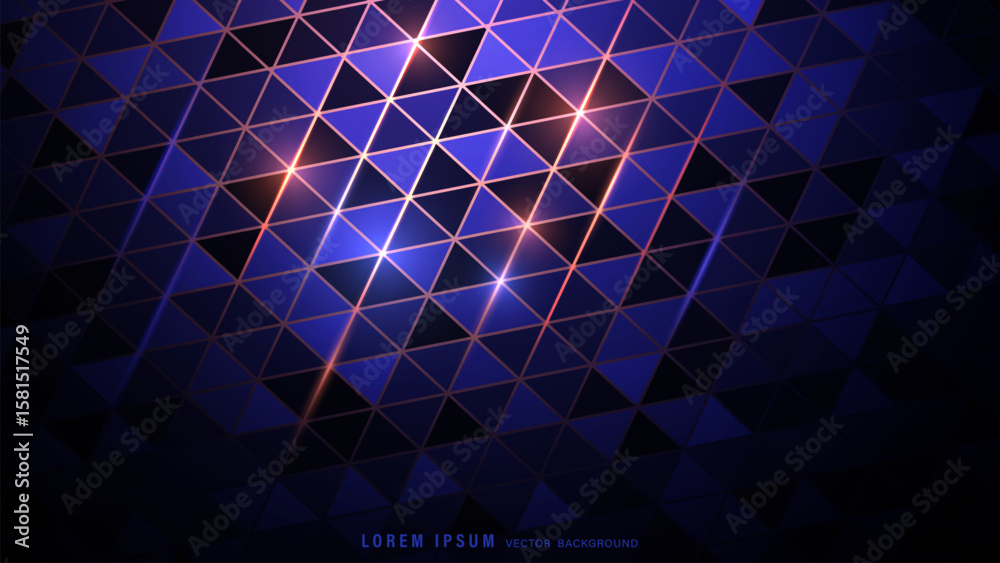 Canvas Prints dynamic geometric abstract background with glowing blue and black triangle shapes, and vibrant light
