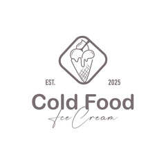 Sweet delicious, and cold food, ice cream logo with a modern and minimalist line concept suitable for business brand, template, poster, restaurant, cafe, as an illustration symbol