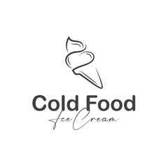 Sweet delicious, and cold food, ice cream logo with a modern and minimalist line concept suitable for business brand, template, poster, restaurant, cafe, as an illustration symbol