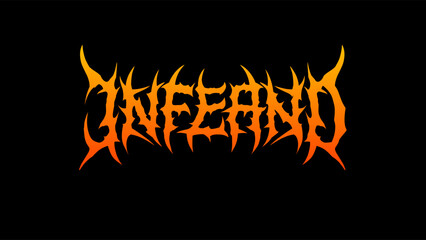 Inferno typography vector in striking and intense dark metal symmetrical style for t-shirt print apparel, sticker, poster, logo and more