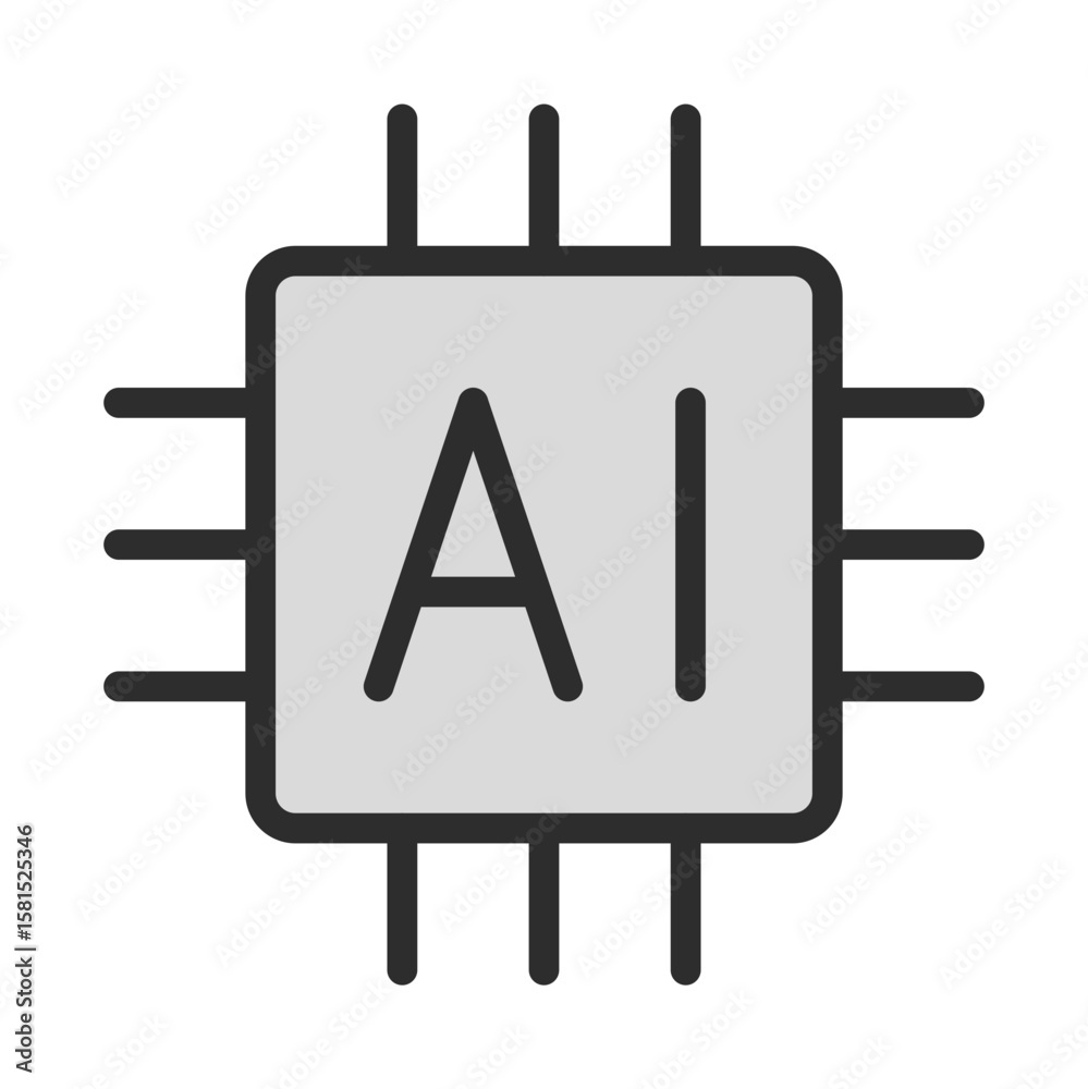 Poster artificial intelligence ai microchip icon processor technology machine learning digital brain