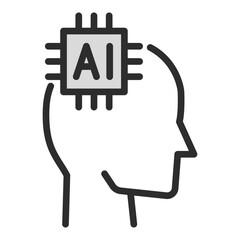 Artificial Intelligence Brain Human Head Microchip Icon Technology Future Concept