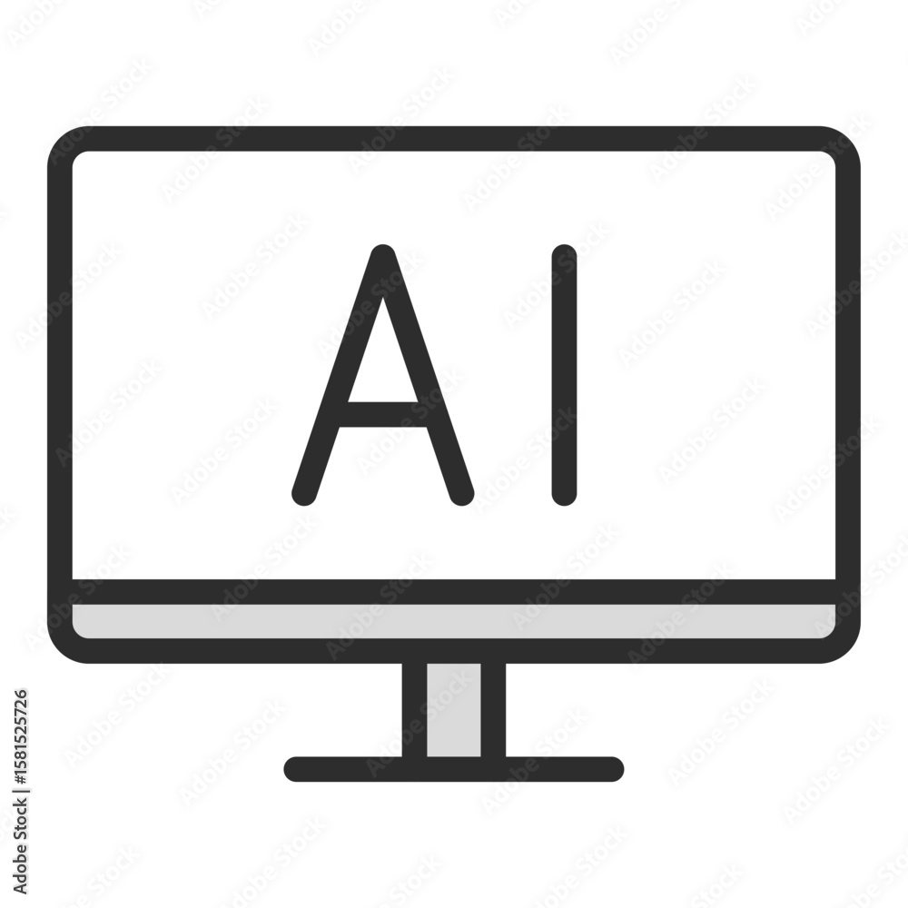 Poster artificial intelligence monitor icon vector ai technology computer screen