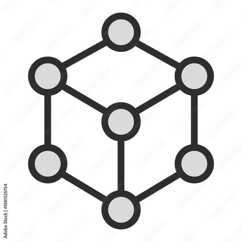 Poster blockchain network cube icon vector technology connection digital data