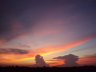 Fototapeta premium Sunset at Pangkalan Bun Town, Central Borneo, Borneo Island, Indonesia, Southeast Asia, Asia