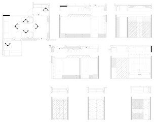 2D Interior Vector Drawing – Home Theater and Coffee Counter with Furniture Layout, Plan, and Elevation