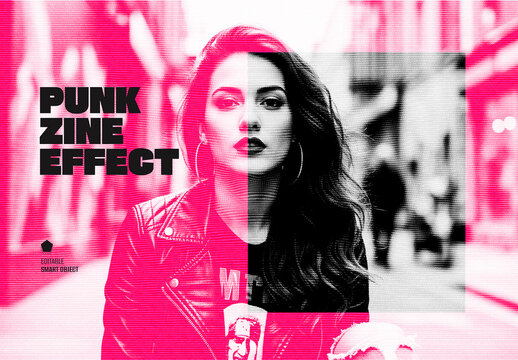 Halftone Punk Zine Photo Effect