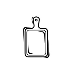 Obraz premium Line art cutting board with handle and knife outline