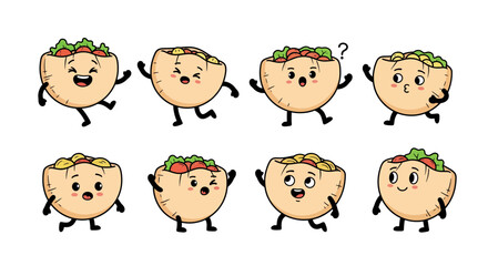 Cute cartoon turnip characters with different expressions for children